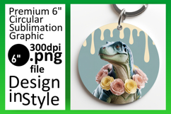 Elegant Keychain Round Design Template , Cute Dino Product Image 1