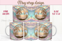 Summer beach palm tree mug wrap 15oz sublimation designs png Product Image 1