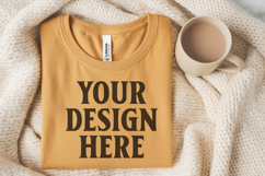 Christmas Bella Canvas 3001 Heather Mustard Folded Tshirt Mo Product Image 1