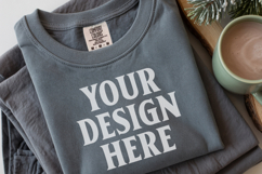 Pepper Comfort Colors 1717 Christmas Folded T-Shirt Mockup Product Image 1