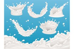 Realistic milk splatter, yogurt or cream splash elements. Sp Product Image 1