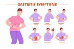 Gastritis symptoms. Indigestion symptom bloating flatulence Product Image 1