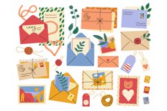 Letters and postcards. Postal paper elements. Closed or open Product Image 1