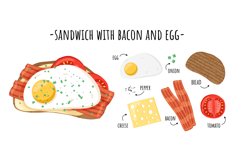 Sandwich elements. Tasty ingredients layers on toasted bread Product Image 1