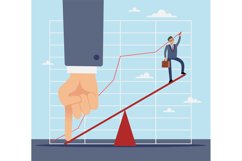 Business Growth Assistance. Businessman support. Scales and Product Image 1