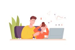 Hard learning pupil. Struggling concentrated child doing dif Product Image 1