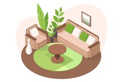 Isometric cozy apartment interior, contemporary living room Product Image 1