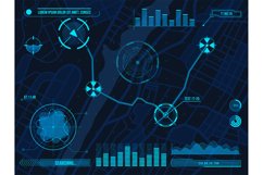 Hud navigation map cyber design with aims, diagrams and char Product Image 1