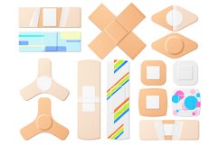 Realistic medical plasters. Different shapes and colors stic Product Image 1