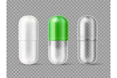 Realistic medical capsules. 3D individual medicine dose pack Product Image 1