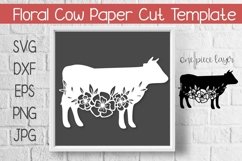 Floral Cow Paper Cut Template Product Image 1