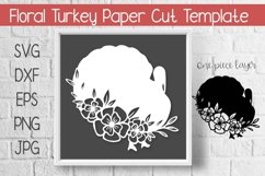 Floral Turkey Paper Cut Template Product Image 1