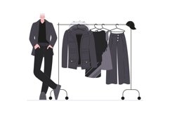 Black fashion collection. Happy man designer and clothes, dr Product Image 1