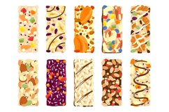 Muesli bars. Cartoon carbohydrates snack for breakfast. Isol Product Image 1