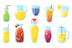 Summer fresh drinks. Tropical flavor juice, ice tea and citr Product Image 1