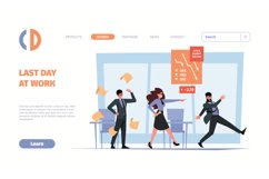 Dismissal landing. Unemployment characters sad office angry Product Image 1