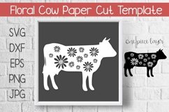 Floral Cow Paper Cut Template