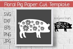 Floral Pig Paper Cut Template