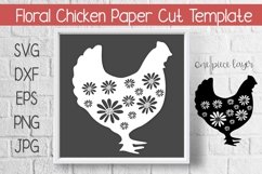 Floral Chicken Paper Cut Template