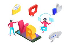 Isometric virtual love. Man and woman in virtual reality gla Product Image 1