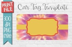 Yellow Pink and Purple Tie Dye car tag template