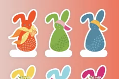 Easter Bunnies Stickers Clipart PNG files Set of 16 Product Image 6