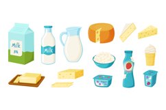 Milk products. Dairy food. Yogurt bottle. Cheese and butter Product Image 1