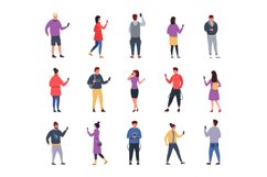 Crowd with phones. Cartoon persons holding and talking on sm Product Image 1
