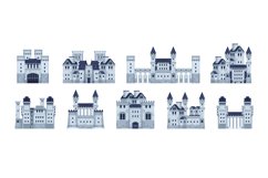 Medieval castles. Cartoon fairytale fortress of old kingdom Product Image 1