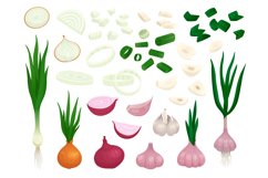 Raw onion. Half onions, vegetables slices fresh cut. Peeled Product Image 1