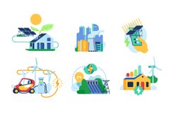 Alternative energy types. Different power sources. Solar, wa Product Image 1