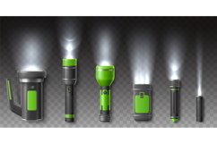 Flashlights with rays. Luminous realistic electric torches, Product Image 1