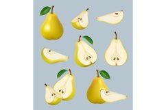 Pear realistic. Sliced helthy fruit diet dessert decent vect Product Image 1