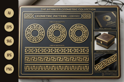 Golden Geometric Meander Patterns and Borders Product Image 1
