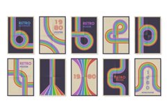 Retro geometric lines posters. Rainbow color path, 80s groov Product Image 1