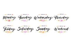 Hello week days lettering. Weekends and weekdays greeting te Product Image 1