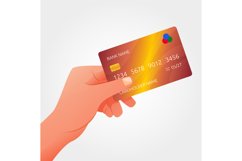 Hand holding credit card. Payment by bank visa with chip. De Product Image 1