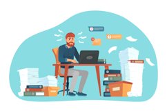 Stressed employees working at office overtime concept Product Image 1