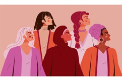 Strong women empowerment. Multiethnic women, equal support g Product Image 1