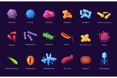 Types of bacteria. Disease pathogen. Virus germs. Zika or st Product Image 1