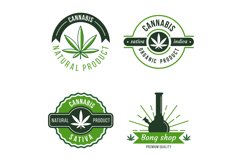 Marijuana label. Modern cannabis logo templates. Organic med Product Image 1