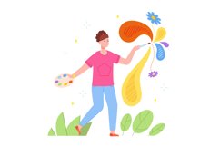 Woman painting creator. Creative artist draw artwork painti Product Image 1