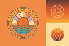 Summer Adventure Sunset Ocean Waves Badge Product Image 1