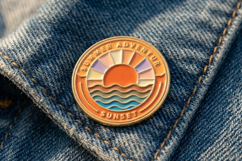 Summer Adventure Sunset Ocean Waves Badge Product Image 3