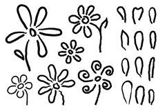 Grunge brush stroke flowers, abstract daisy and chamomile. P Product Image 1