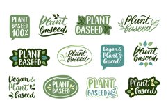 Plant based diet tag. Organic product label, vegan food cert Product Image 1