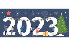 People 2023 new year party prepare. Company festival, happy Product Image 1