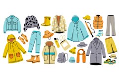 Autumn clothing. Doodle seasonal warm wearing and accessorie Product Image 1