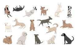 Dog funny sketch. Cute hand drawn adorable puppies, line dog Product Image 1