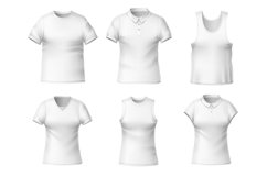 Realistic blank t-shirts. Clear white textile clothes mockup Product Image 1